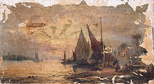 Shoreham Harbour from South Bank, 1800, 