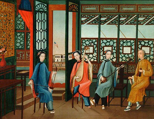 Musical Quartet with an American Flag, 1800, 