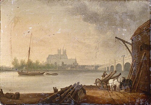 Westminster Viewed from the South Bank of the Thames, by Westminster Bridge, 1800, 