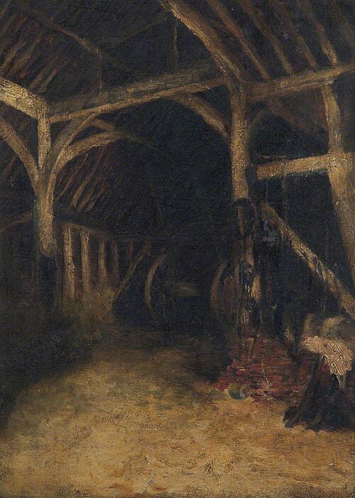 Interior of (Sir George Monoux's) Barn, Chingford, 1850, 