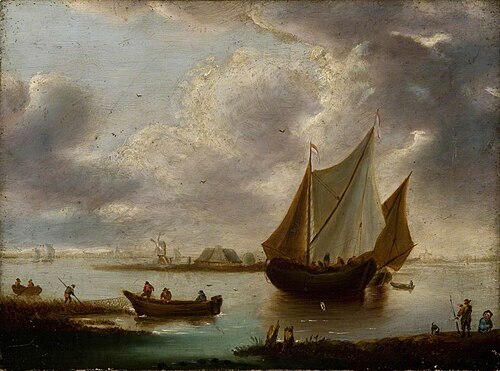 River Scene with Fishing Boats, 1740, 
