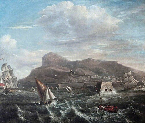 Man-of-War with Shipping off Gibraltar, 1800, 