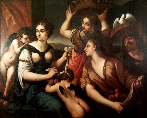 Venus blindfolding Cupid., 1650, 