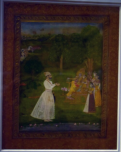 King worshipping Radha-Krishna, 1700, 