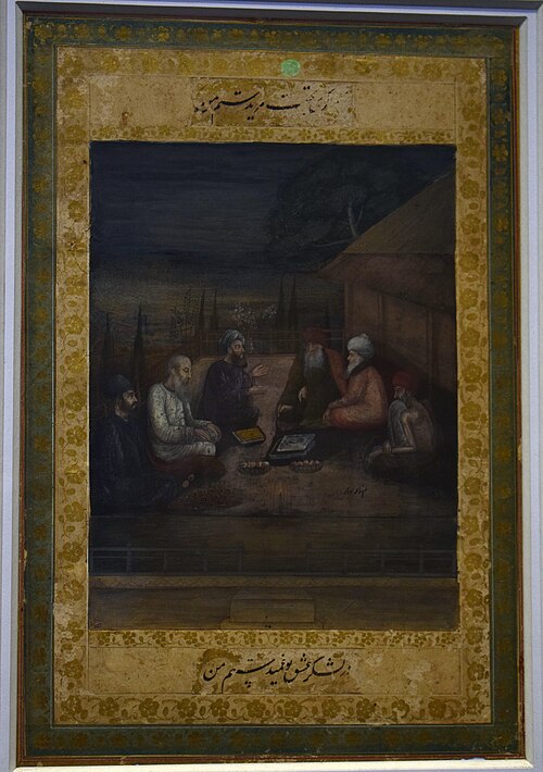 Assemble of holy men at night, 1800, 