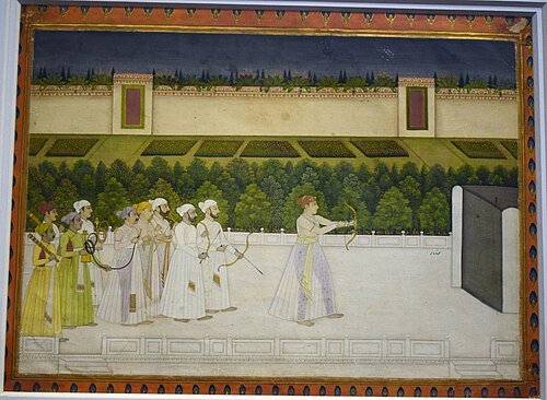 Prince practicing archery, 1700, 