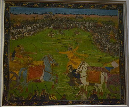 Krishna fighting with Vishma at Kurukshetra, 1800, 