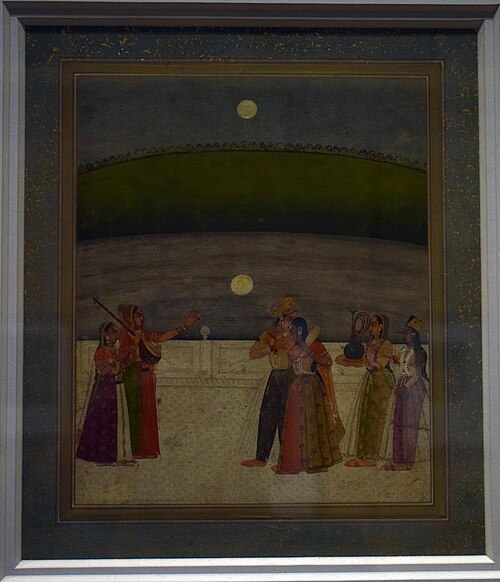 King with female attendants on palace terrace, 1800, 