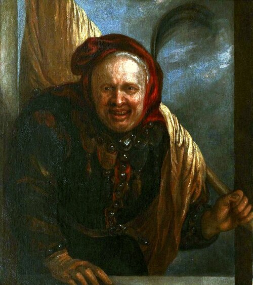Farceur avec un drapeau., , 