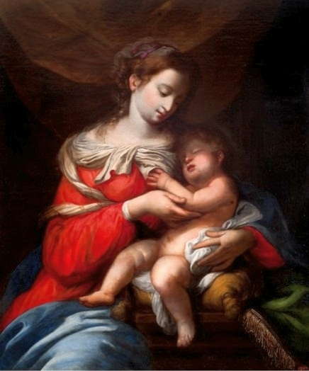 Madonna and Child on a pillow., 1650, 