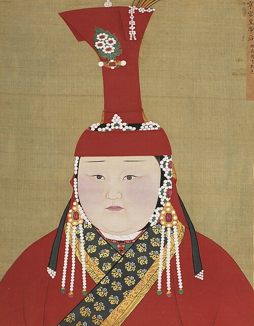 元代后半身像册-宁宗皇后 额森图噜默色, , 