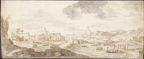 View of a fortified port, 1650, 