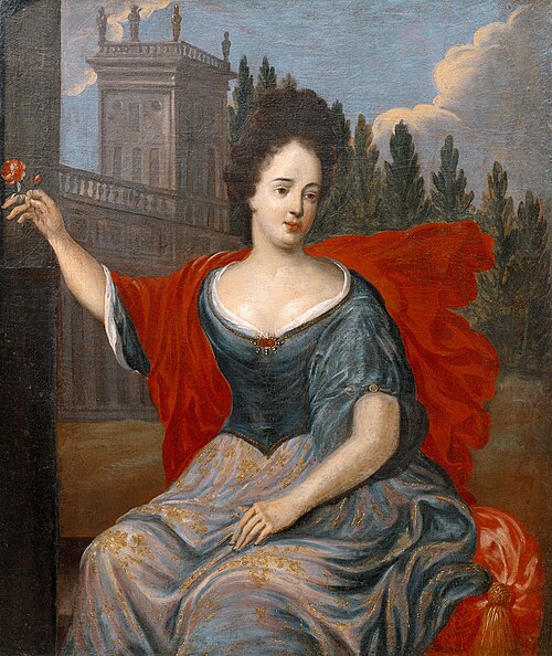 Portrait de Teresa Kunegunda Sobieska devant le Palais de Wilanów., 1694, 