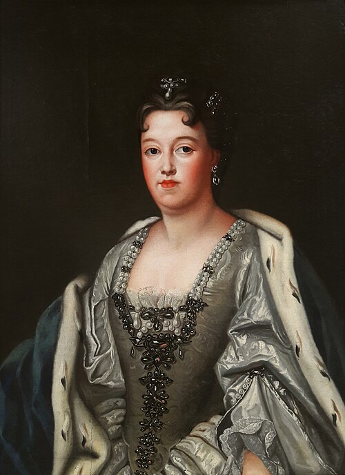 Portrait de Thérèse Cunégonde Sobieska dans une robe couleur argent., 1720, 