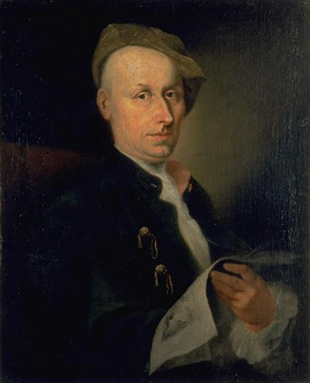 Herrenporträt David Herrliberger (1697-1777) aus Zürich, Kupferstecher, 1754, 