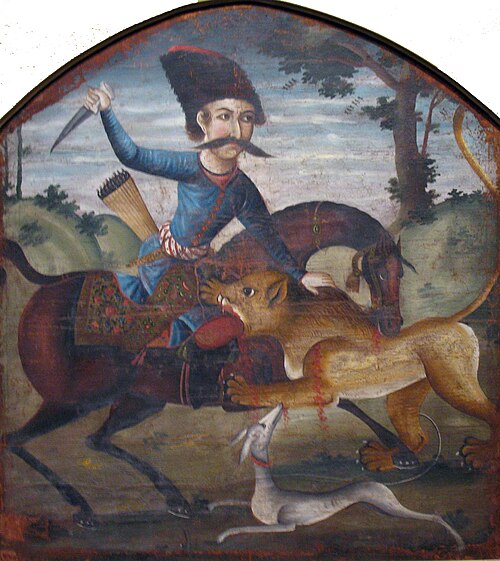 Berittener Jäger, von einem Löwen attackiert, 1750, 