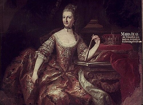 Maria Beatrice, Princess of Modena, wife of the Archduke Ferdinand, 1750, 