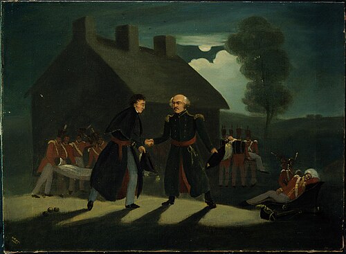 The meeting of Wellington and Blücher at 'La Belle Alliance' after the Battle of Waterloo, 18 June 1, , 