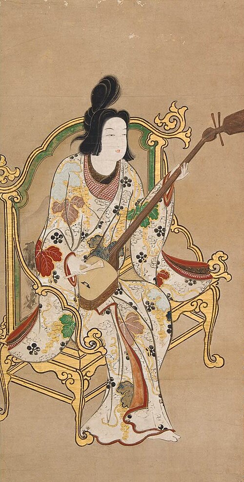 Woman Playing a Samisen, 1650, 