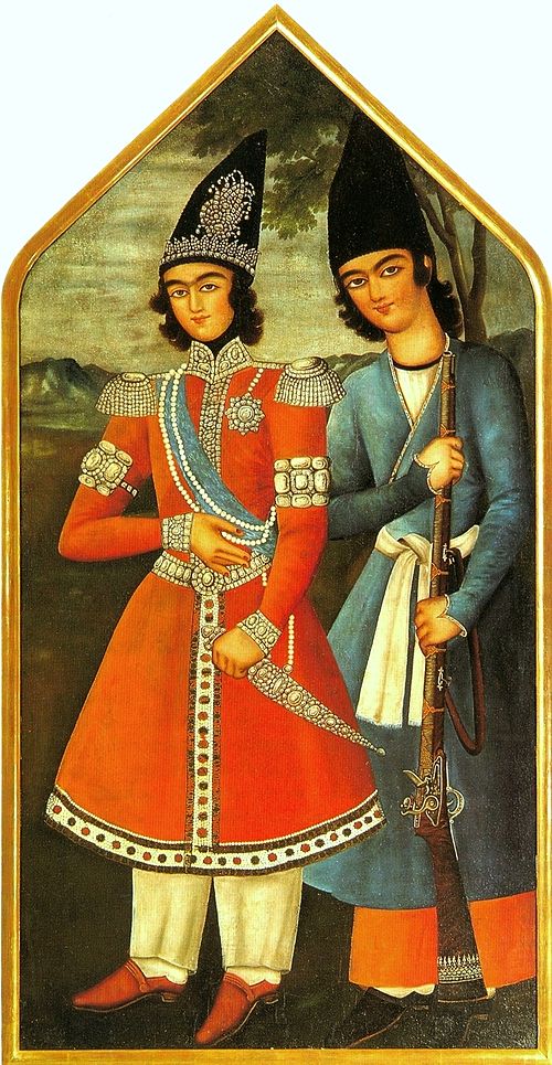 A Qajar prince and his attendant, 1820, 