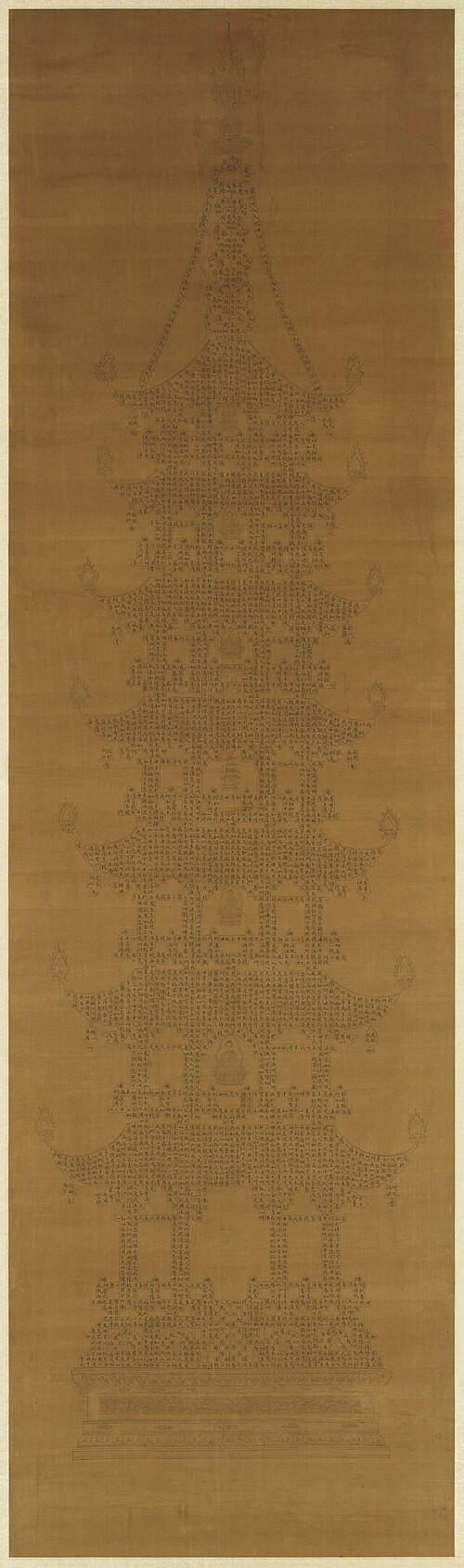 明人書金剛經塔　軸, , 