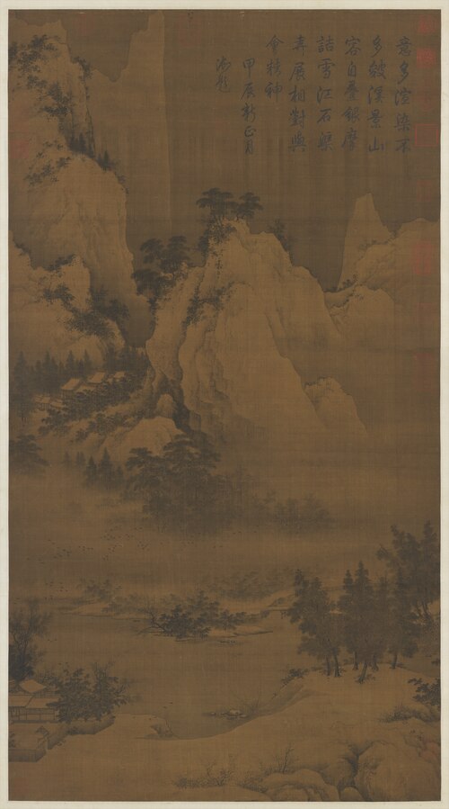 Snow at Dusk over Mountains and Streams, , 