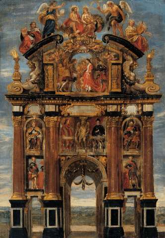 De voorzijde van de triomfboog van Filips IV., 1634, 