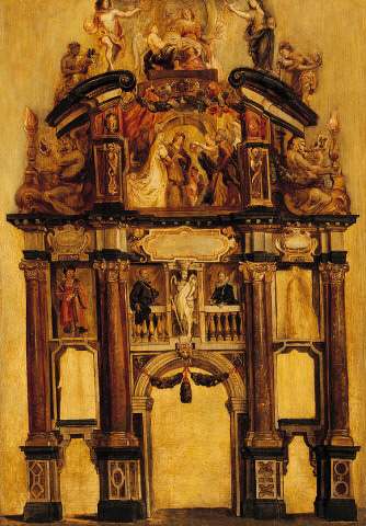 De achterzijde van de triomfboog van Filips IV., 1634, 