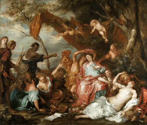Amaryllis and Mirtillo. Scene from Guarini's "Pastor Fido", 1700, 