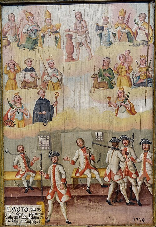 14 emergency responders, Wies-Christus and captured soldiers in a cell, 1779, 