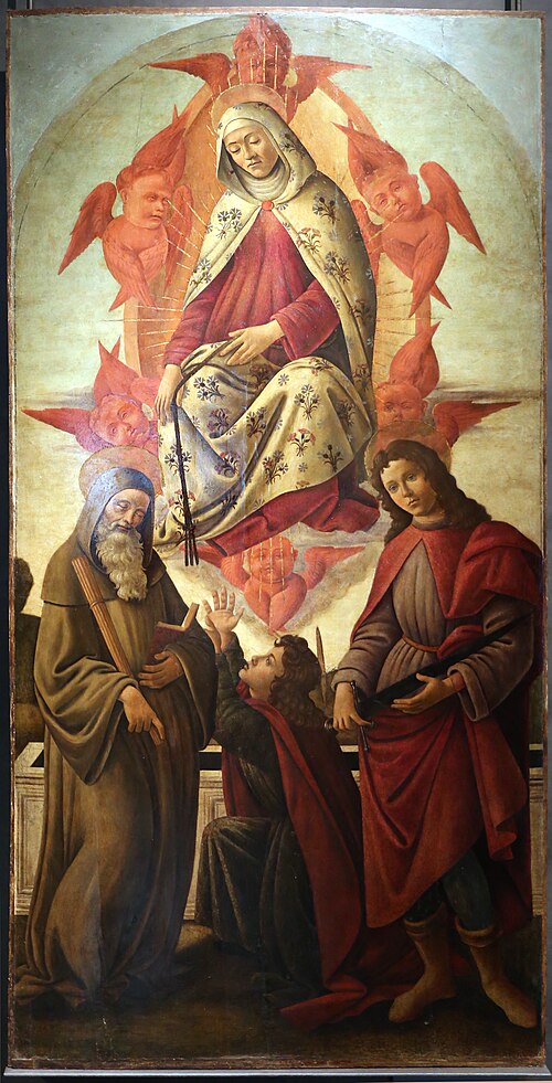 assunzione della vergine coi ss. benedetto, tommaso e giuliano, 1550, 