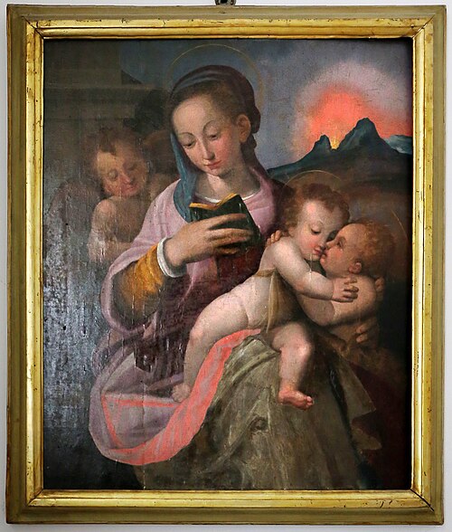 madonna col bambino, angelo e san giovannino, 1550, 