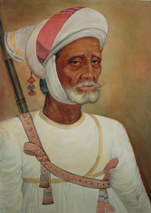 An old Rajput wearing a white turban, 1950, 