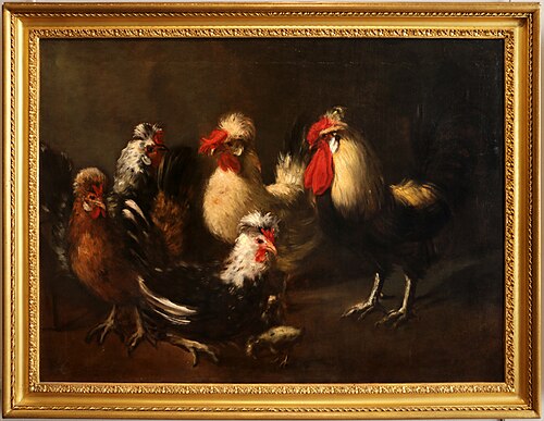 Coqs, poules et poussin, 1650, 