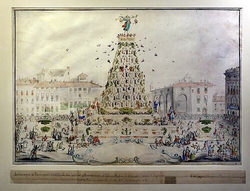 la cuccagna in piazza grande a livorno, 1739, 