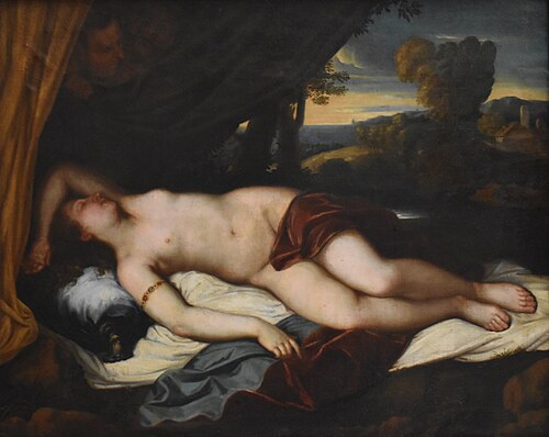 Nymphe guettée par deux satyres, 1700, 
