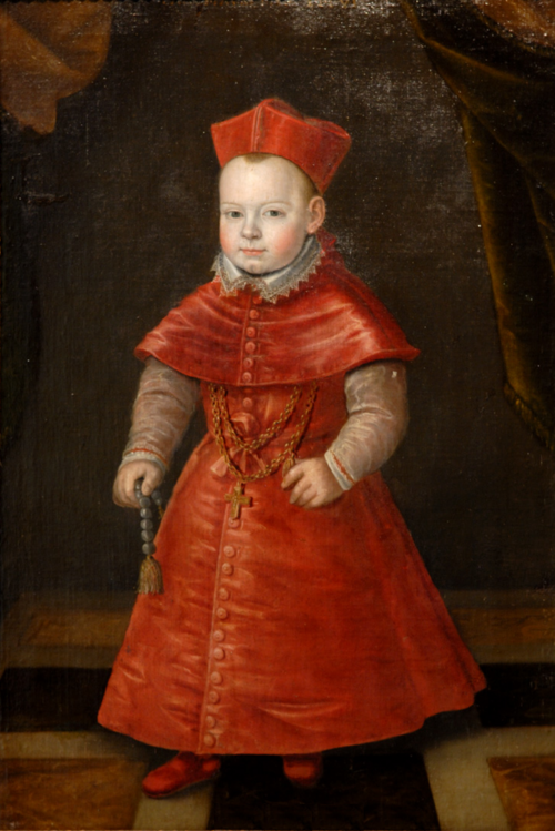 Portrait of Maurice of Savoye as a child in cardinal's wear, 1596, 