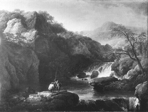 Gebirgslandschaft mit Fluss und Wasserfällen, 1660, 