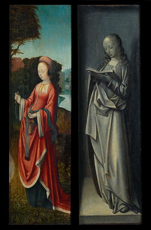 Rechter Flügel: St. Martha. Aussenseite: Verkündigungsmaria, 1500, 