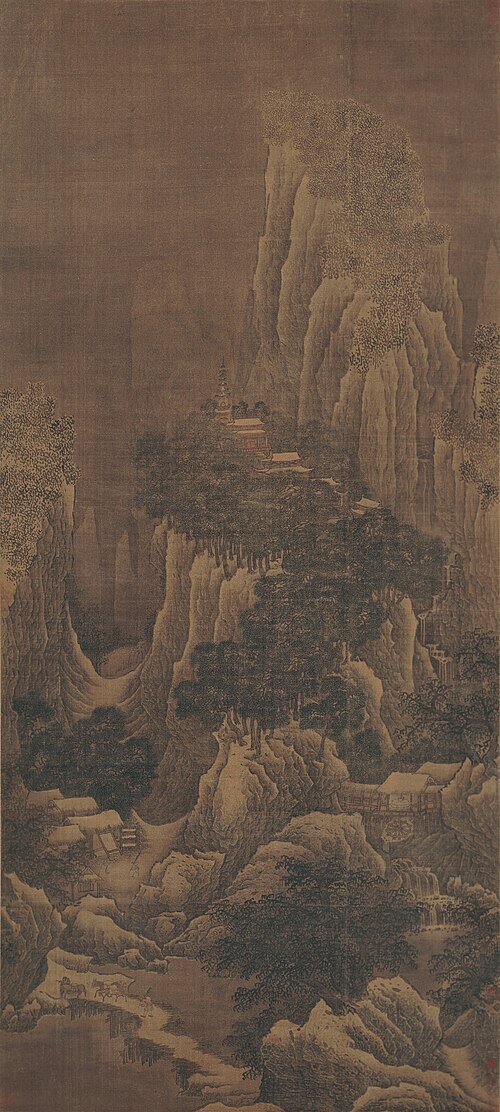 宋人　雪麓早行图轴, , 