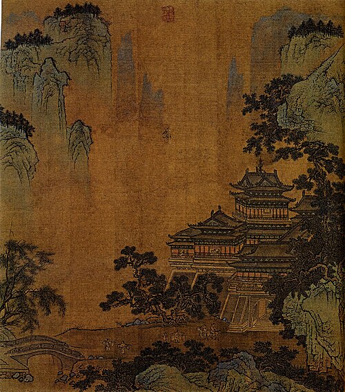明人  黄鹤楼图散页, , 
