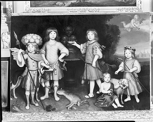 Family portrait of the five oldest children of Jacob van Wassenaer (1648-1707) and Jacoba van Liere , 1677, 