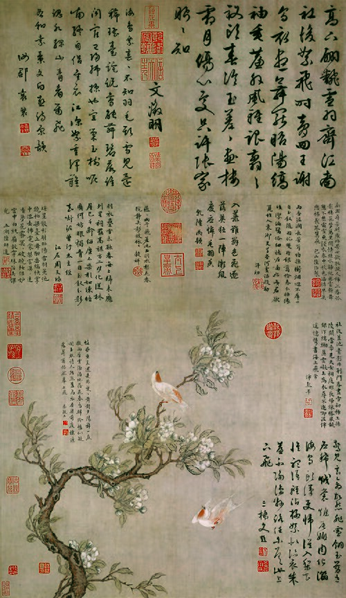 明陆治梨花双燕图轴, , 