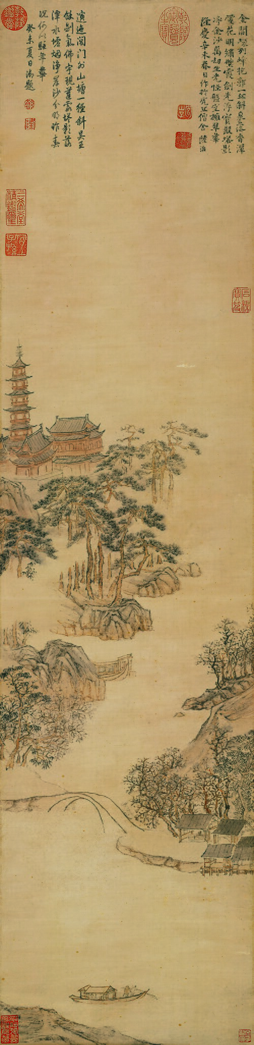 明陆治虎丘塔影图轴, , 