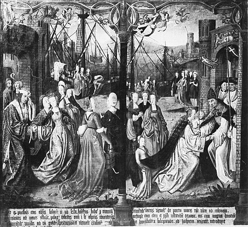 Ursula nimmt Abschied von ihren Eltern und Ankunft in Köln, 1517, 