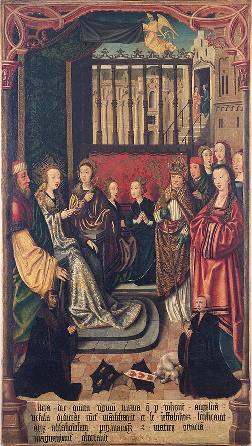 Die heilige Ursula erzählt ihren Traum (mit Stifterehepaar), 1517, 