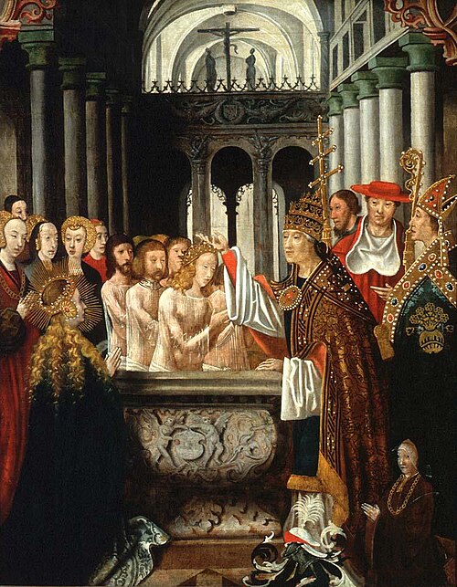Saint Ursula's Attendants Baptised By Pope Siricius, , 