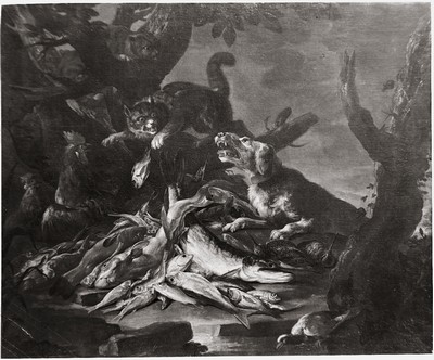 Dead fish guarded by a dog, 1650, 