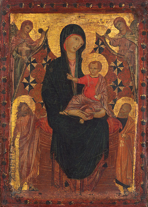 Madonna and Child with Saint John the Baptist, Saint Peter, and Two Angels, 1280, 