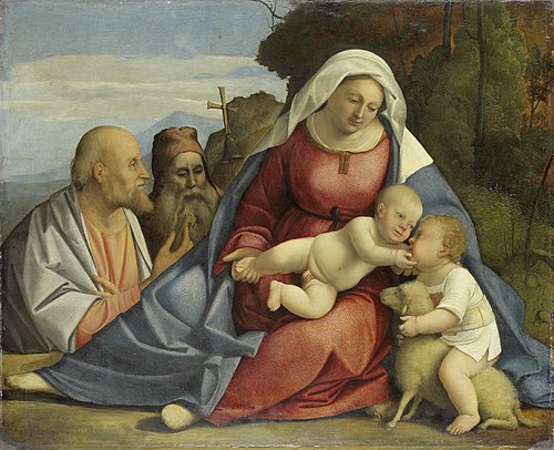 Virgin and Child with young John the Baptist, Saints Peter and Antony Abbot, 1515, 